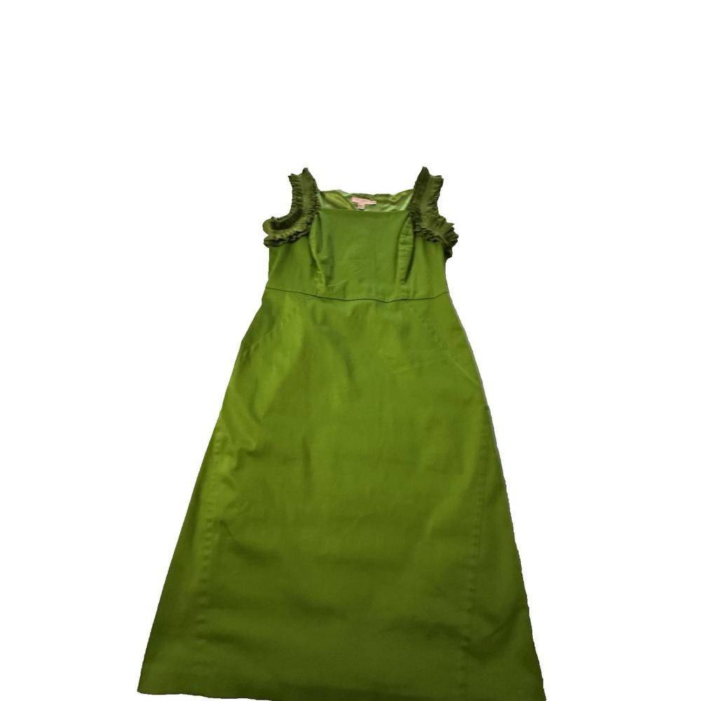 Ted Baker‎ London Green Ruffle Strap Midi Dress Womens Size 4 Lime Green